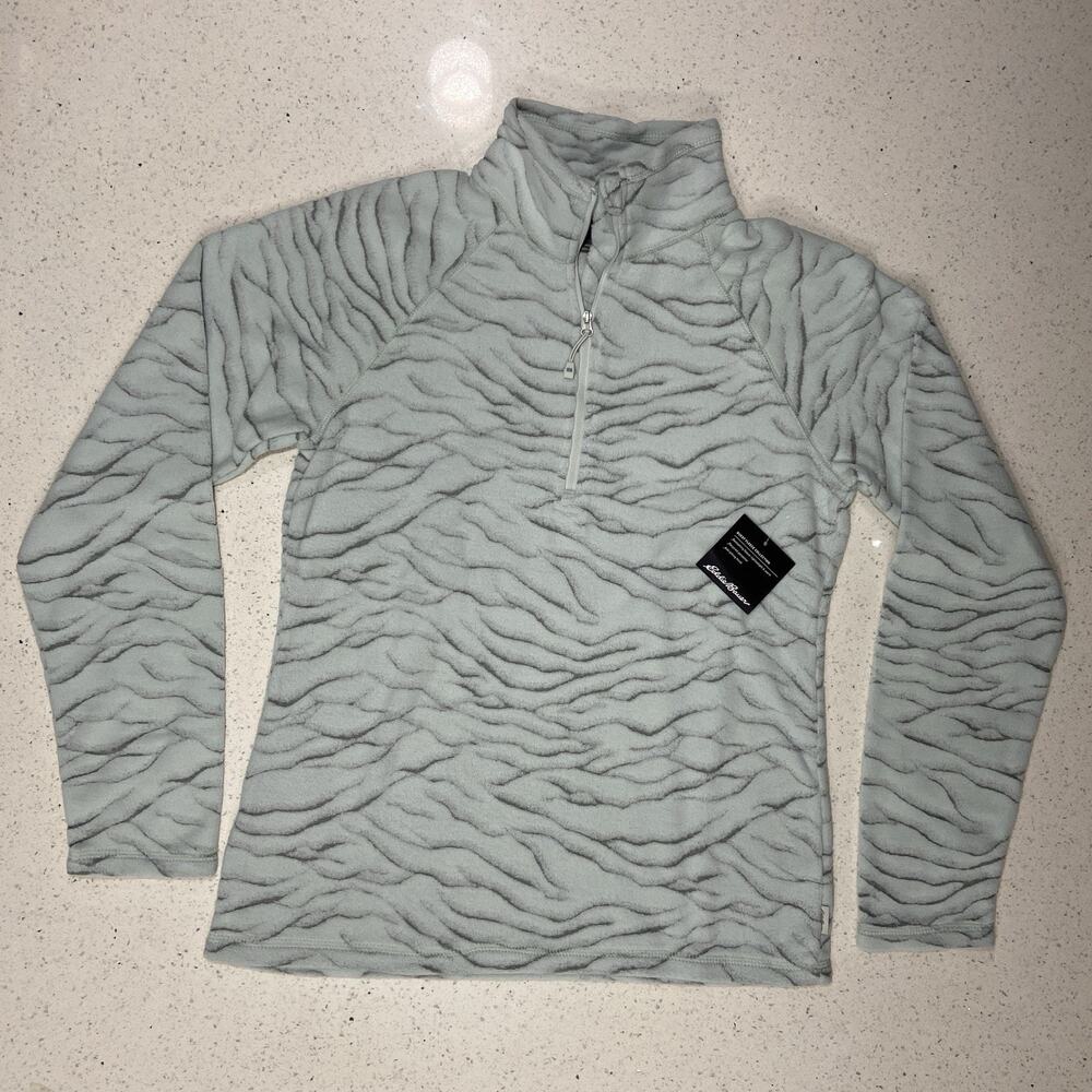 Eddie Bauer Women’s XS Quest Fleece 1/4 Zip Mint Green Striped Print Jacket